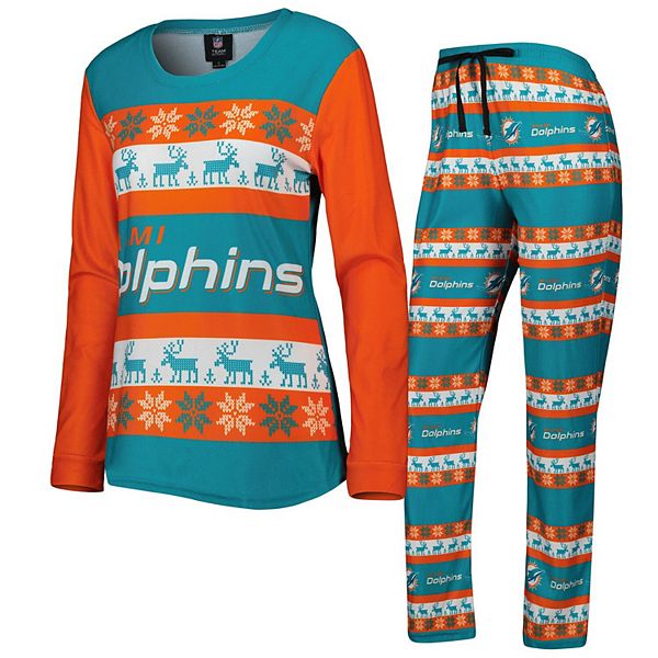 Women's FOCO Aqua Miami Dolphins Team Ugly Pajamas Set