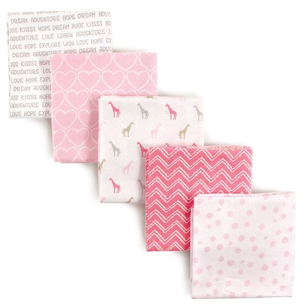 Luvable Friends Baby Girl Cotton Flannel Receiving Blankets