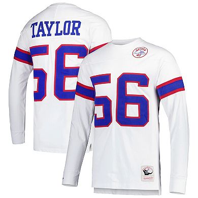 Men's Mitchell & Ness Lawrence Taylor White New York Giants Retired Player Name & Number Long Sleeve Top