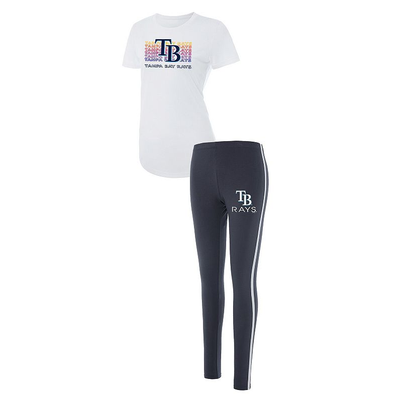 Womens Concepts Sport Charcoal/White Tampa Bay Rays Sonata T-Shirt & Leggi
