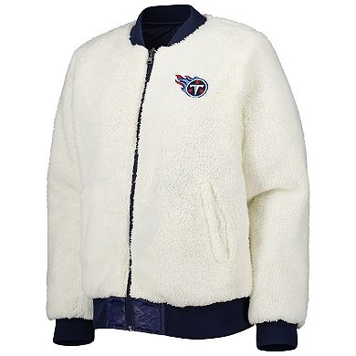 Women's G-III 4Her by Carl Banks Oatmeal/Navy Tennessee Titans Switchback Reversible Full-Zip Jacket