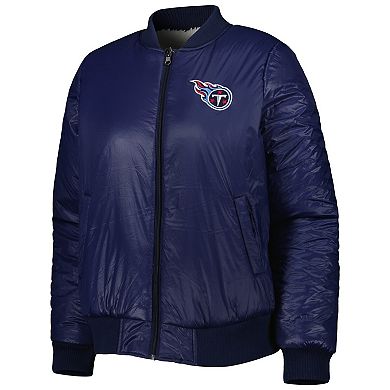 Women's G-III 4Her by Carl Banks Oatmeal/Navy Tennessee Titans Switchback Reversible Full-Zip Jacket