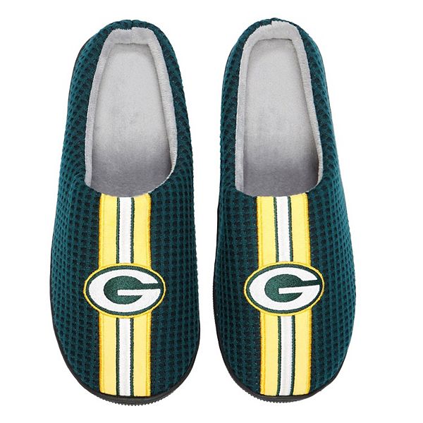 Men's FOCO Green Green Bay Packers Team Stripe Memory Foam Slide Slippers