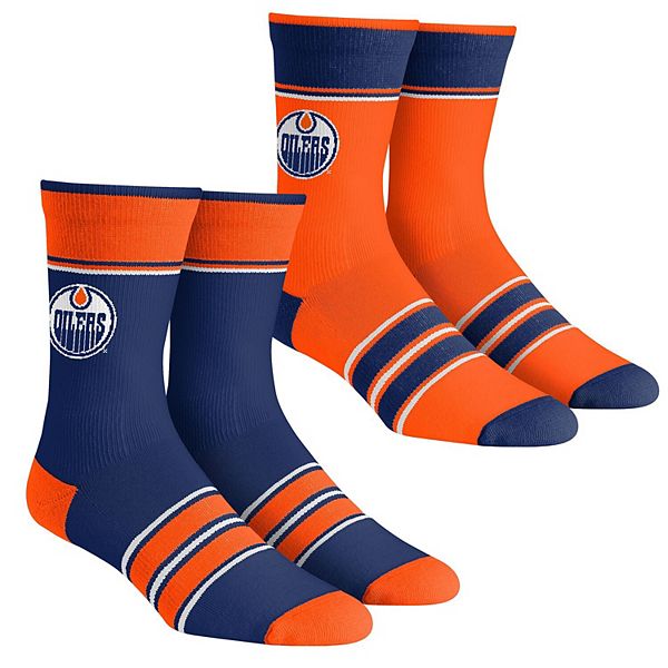 Youth Rock Em Socks Edmonton Oilers MultiStripe 2Pack Team Crew Sock Set