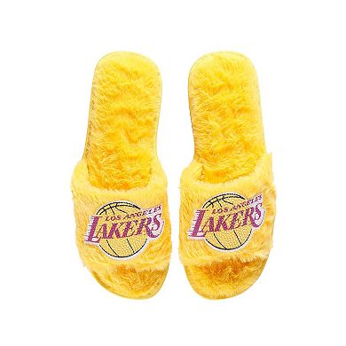 Women's FOCO Gold Los Angeles Lakers Rhinestone Fuzzy Slippers