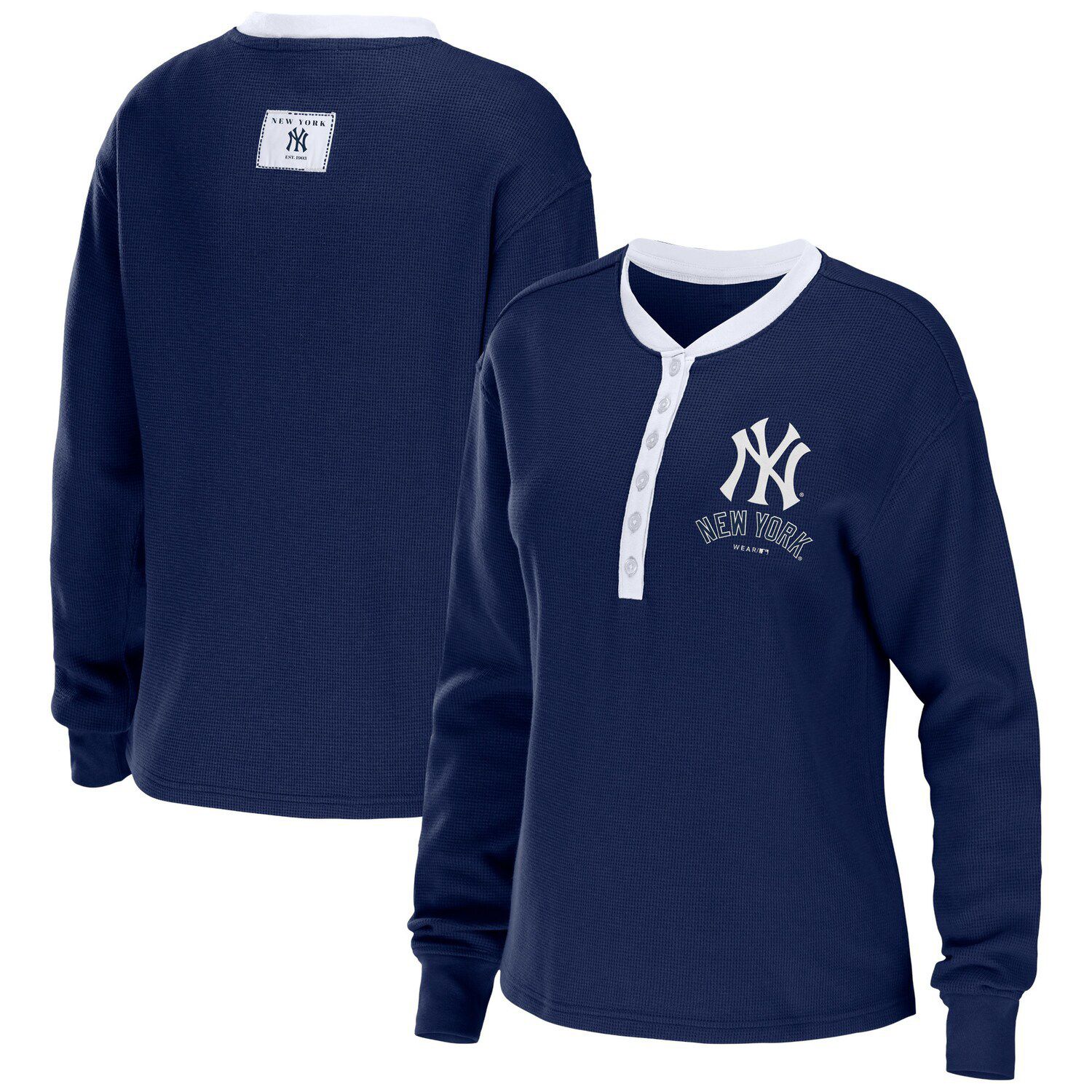 Women's New Era Navy New York Yankees Tie-Dye Cropped Long Sleeve T-Shirt