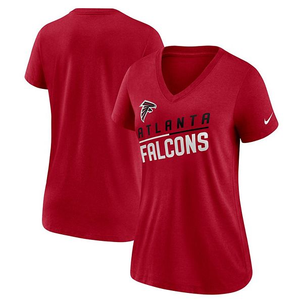 Women's Nike Red Atlanta Falcons Slant Logo Tri-Blend V-Neck T-Shirt