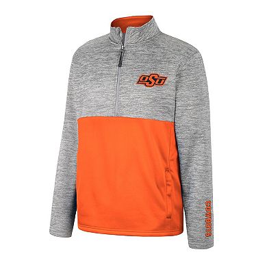 Men's Colosseum Heather Gray Oklahoma State Cowboys John Half-Zip Jacket
