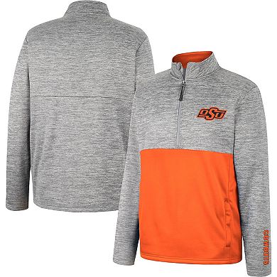 Men's Colosseum Heather Gray Oklahoma State Cowboys John Half-Zip Jacket