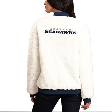 Women's G-III 4Her by Carl Banks Oatmeal/College Navy Seattle Seahawks Switchback Reversible Full-Zip Jacket
