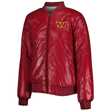 Women's G-III 4Her by Carl Banks Oatmeal/Burgundy Washington Commanders Switchback Reversible Full-Zip Jacket