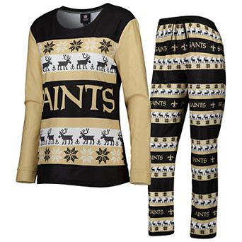 Women's FOCO Black New Orleans Saints Team Ugly Pajamas Set
