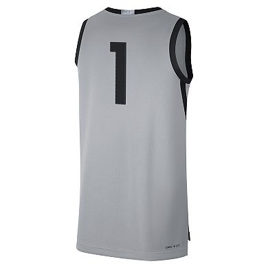 Men's Nike #1 Gray/Black Oregon Ducks Limited Basketball Jersey