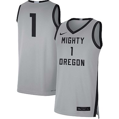 Men's Nike #1 Gray/Black Oregon Ducks Limited Basketball Jersey