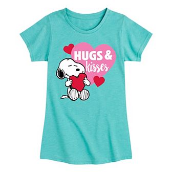 Girls 7-16 Peanuts Snoopy Hugs Kisses Tee