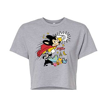 Juniors' Mighty Mouse Crop Tee