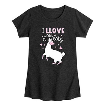 Girls 7-16 I Llove You Lots Llama Tee