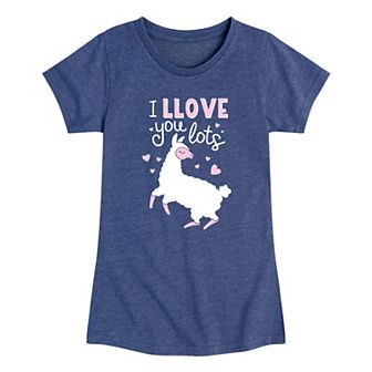 Girls 7-16 I Llove You Lots Llama Tee