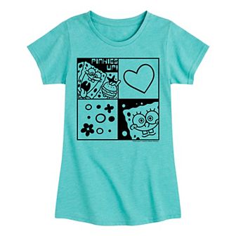Girls 7-16 SpongeBob Grid Pattern Tee