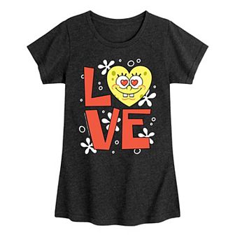 Girls 7-16 SpongeBob Love Heart Tee