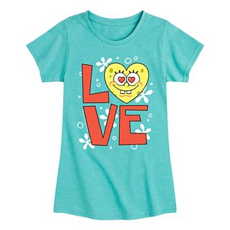 Girls 7-16 SpongeBob Love Heart Tee