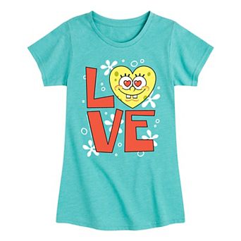 Girls 7-16 SpongeBob Love Heart Tee