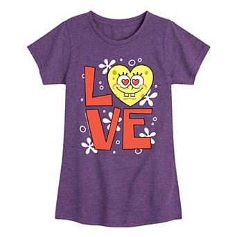 Girls 7-16 SpongeBob Love Heart Tee