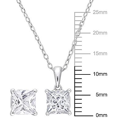 Stella Grace Sterling Silver Lab-Created White Sapphire Solitaire Pendant & Earring Set