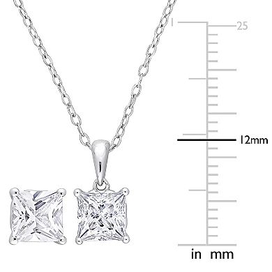 Stella Grace Sterling Silver Lab-Created White Sapphire Solitaire Pendant & Earring Set