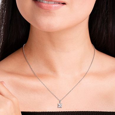 Stella Grace Sterling Silver Lab-Created White Sapphire Solitaire Pendant & Earring Set