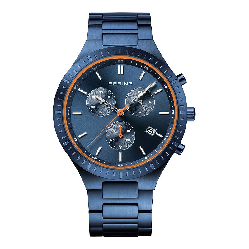 Berring Men's Blue Titanium Case Chronograph Bracelet Watch, Size: Large