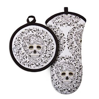 Fiesta Skull & Vine Oven Mitt & Pot Holder 2 pk
