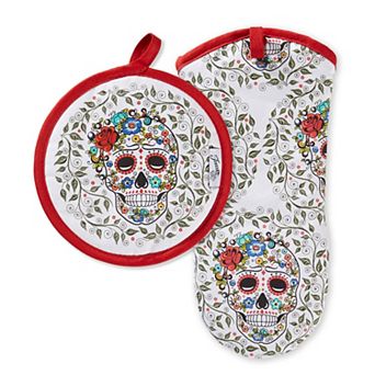 Fiesta Skull & Vine Oven Mitt & Pot Holder 2 pk