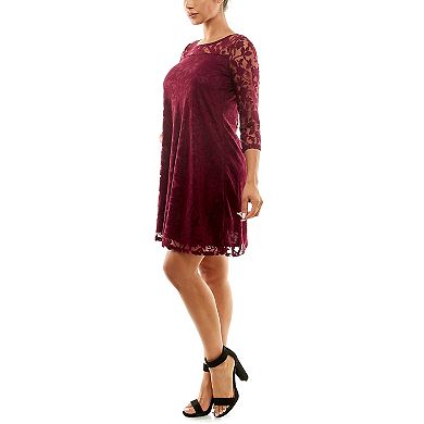 Women's Nina Leonard Burnout Trapeze Dress