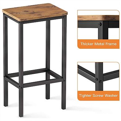 ODK 25.6 Inch Height Wooden Counter Stool Seat Barstool, Rustic Brown (2 Set)