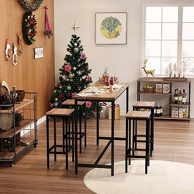 ODK 25.6 Inch Height Wooden Counter Stool Seat Barstool, Rustic Brown (2 Set)