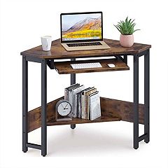 ODK 32 Inch Computer Desk with 2 Fabric Drawers, Home Office Desk Modern  Work Writing Study Desk, White