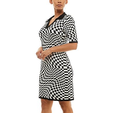 Women's Nina Leonard Abstract Jacquard Sweater Dress