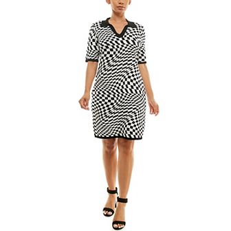Women's Nina Leonard Abstract Jacquard Sweater Dress