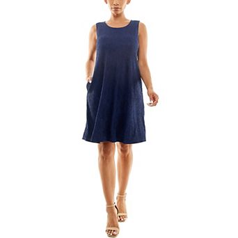 Women's Nina Leonard Sleeveless Textured Trapeze Dress
