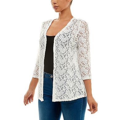 Women's Nina Leonard Open Front Lace Bolero