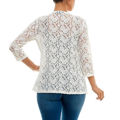 Women's Nina Leonard Open Front Lace Bolero