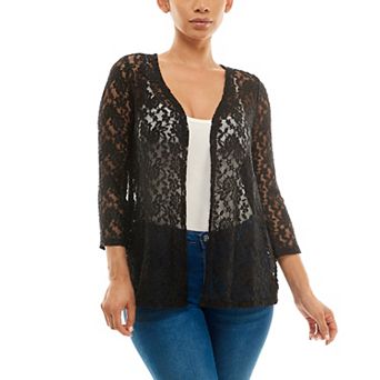 Women's Nina Leonard Open Front Lace Bolero