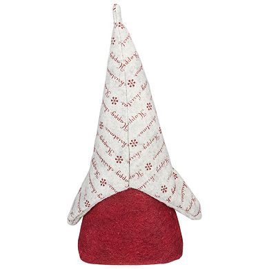 12" Red and Gray "Happy Christmas" Gnome Figure