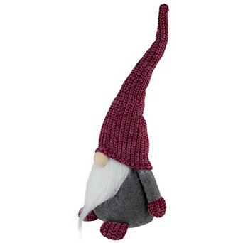 18" Pink and Gray Standing Gnome Christmas Tabletop Decoration