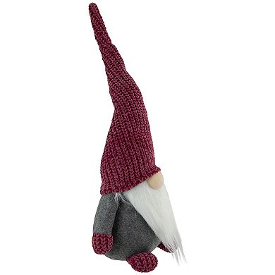 18" Pink and Gray Standing Gnome Christmas Tabletop Decoration
