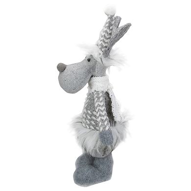 12-Inch Gray and White Standing Tabletop Moose Christmas Figure
