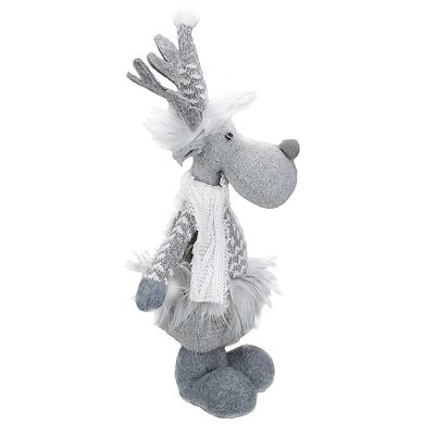 12-Inch Gray and White Standing Tabletop Moose Christmas Figure