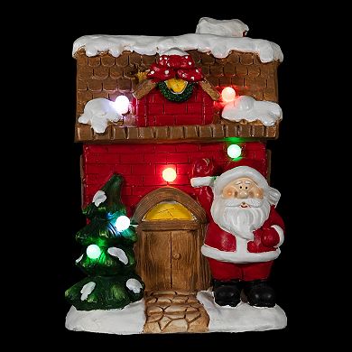 16" Red LED Lighted House with Santa Musical Christmas Tabletop Figurine