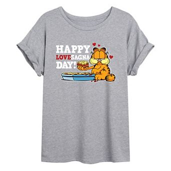Juniors' Garfield Lovesagna Oversized Tee